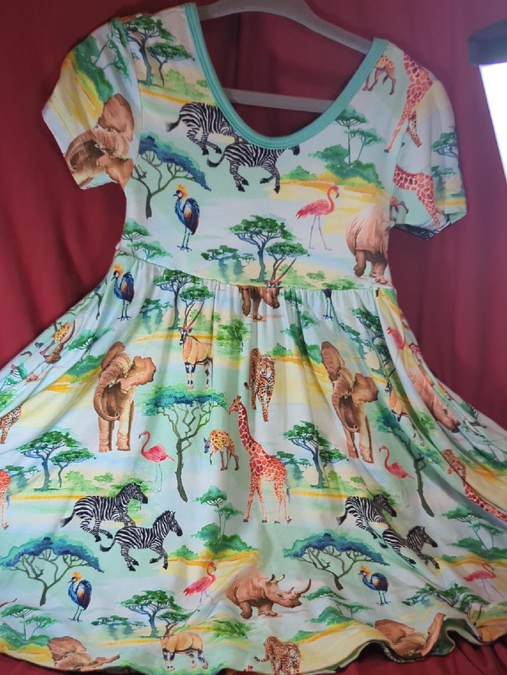 Girls' Safari Animal Print Twirl Dress in Mint